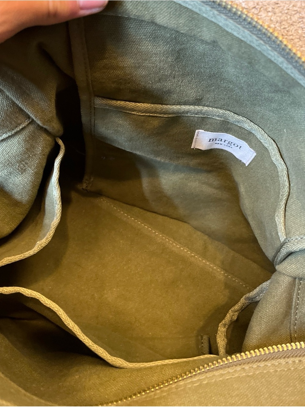 Margot New York Olive Green Canvas Utility Tote Bag Travel Laptop Work Crossbody - Picture 8 of 10
